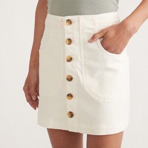 Marine Layer Emilia Mini Skirt‎ Cream Cotton Button Up Front Sz 2 NEW Casual